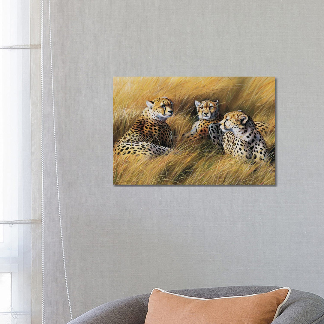 Africa Grass Cheetahs von Grant Hacking - No Frame Gallery-Wrapped Canvas Giclée on Canvas