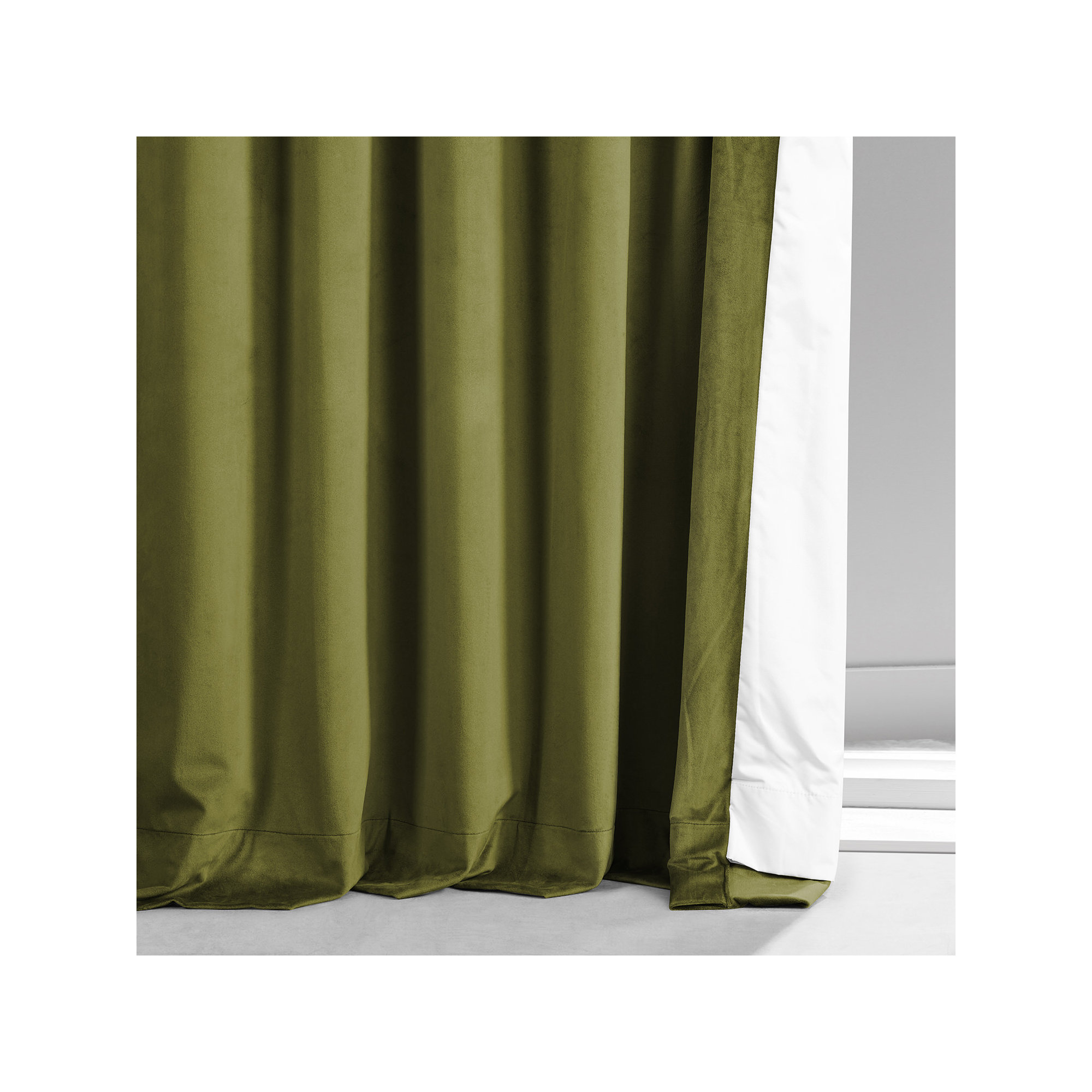 Loria Plush Velvet 100% Blackout Curtains For Bedroom, Living Room - Single Panel, 50" W x 84" L, Jalapeno Green