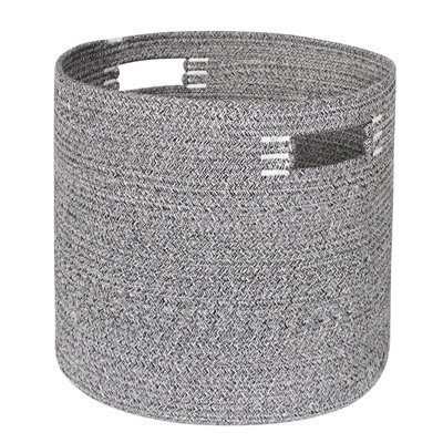 Round Clothes Storage Basket, Cotton Rope Woven Storage Basket with Handles – Small Laundry Basket for Blankets, Toys and Home Organization