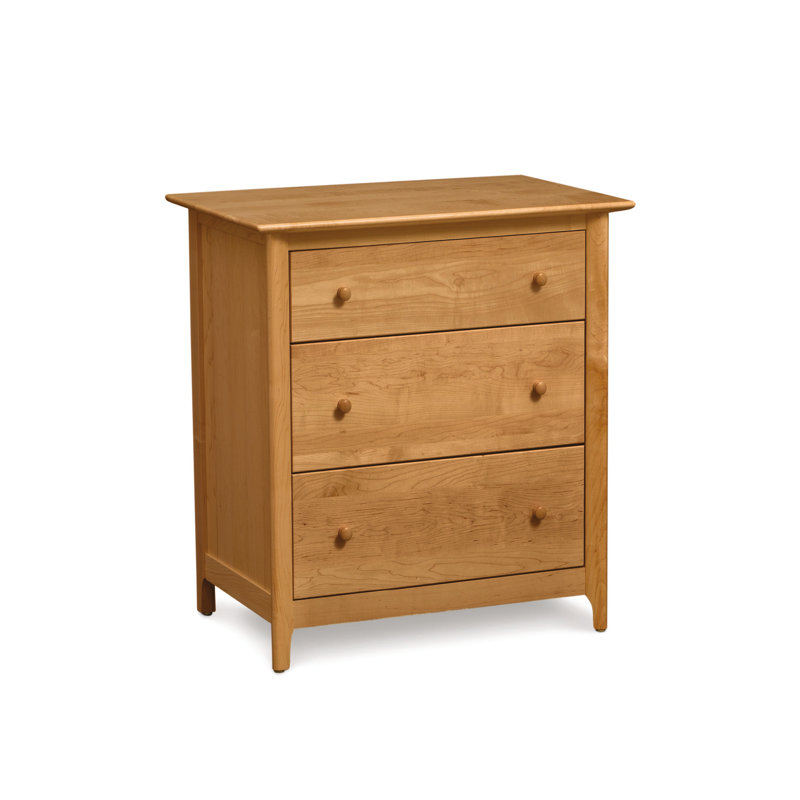 Sarah 3 - Drawer Solid Wood Dresser, Natural Cherry