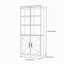 Armoire de rangement haute de style champêtre avec étagères réglables, bibliothèque en MDF imitation bois 3D avec porte coulissante de style grange-1503124270