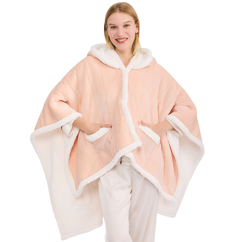 Poncho à couverture Sherpa, Rose clair, Jeté