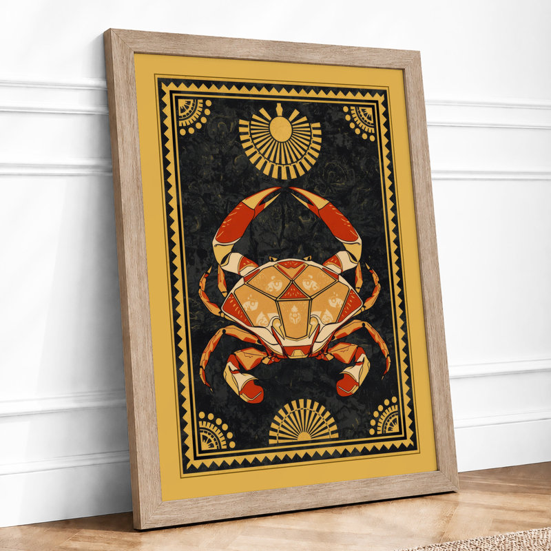 Geometric Crab Oracle Art Deco - Print, Oak, A4 - 29.7 x 21.0 cm