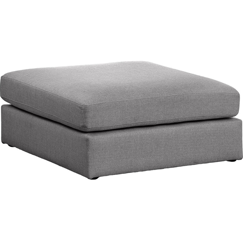 Itoro Upholstered Ottoman, Grey Linen Textured Fabric