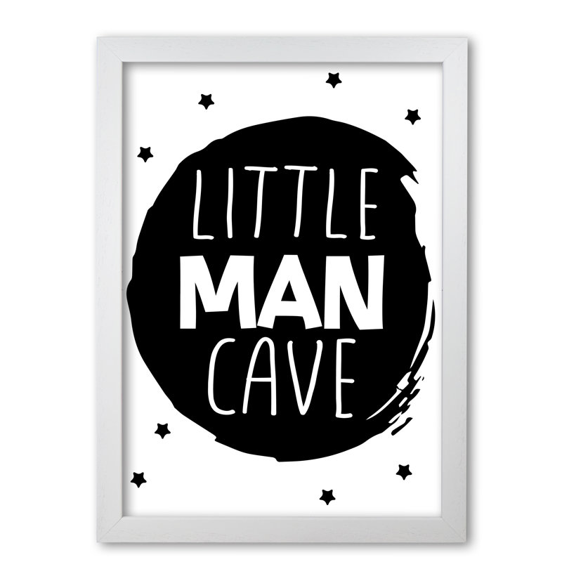 Little Man Cave Circle - Print, White Grain Frame, 30 cm H x 21 cm W x 5 cm D