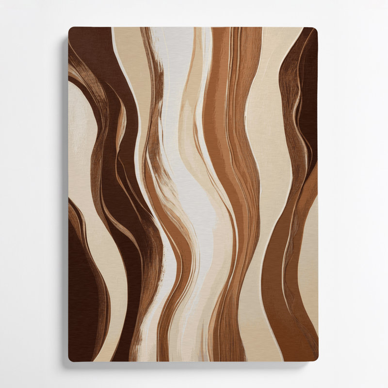 Art mural abstrait en métal beige 93, H 12 po x l 18 po