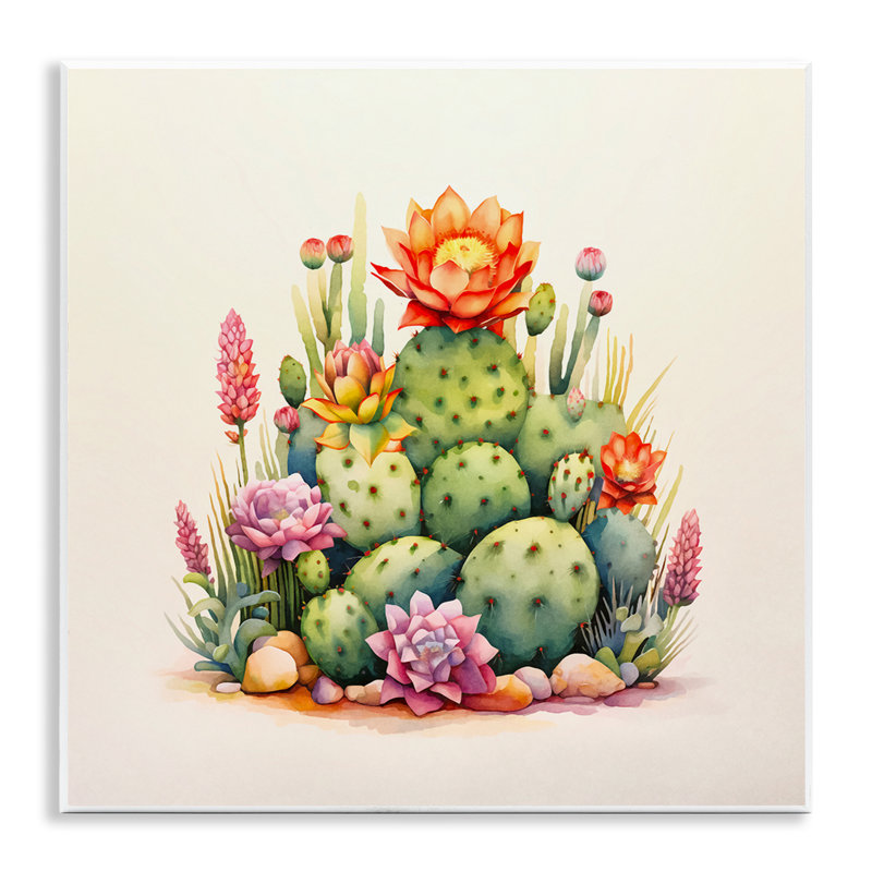 Desert Spring Cacti Wall Plaque Art by Andrea Haase
