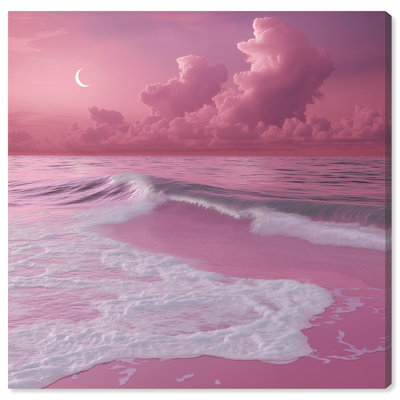 Pink Beach Canvas Glam Beach Art by Art Remedy
