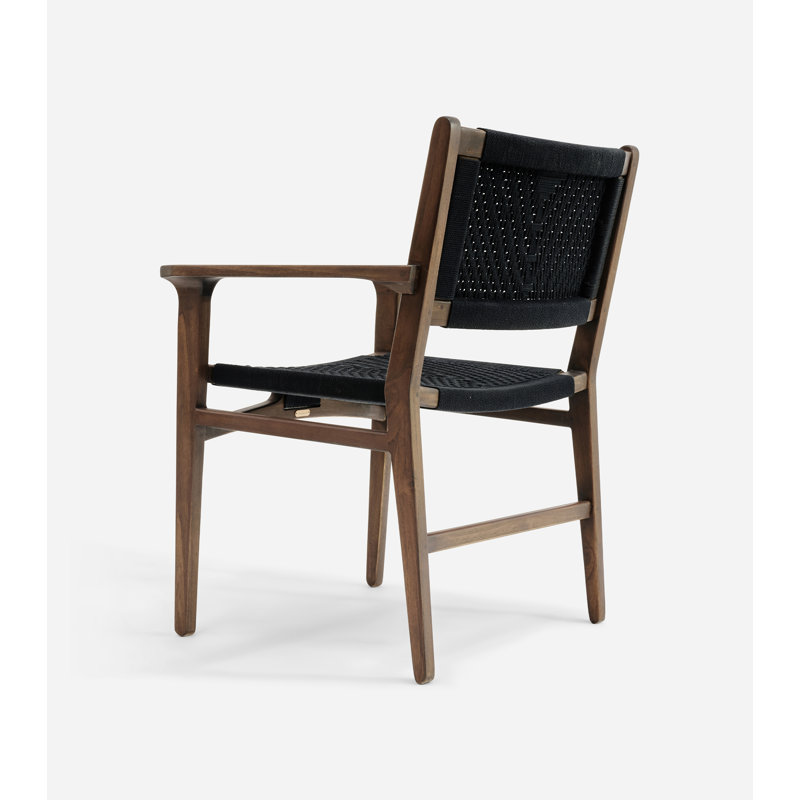 Chontales Dining Chair with Armrest in San Geronimo Manila, Black V Braided Cord, Coffee