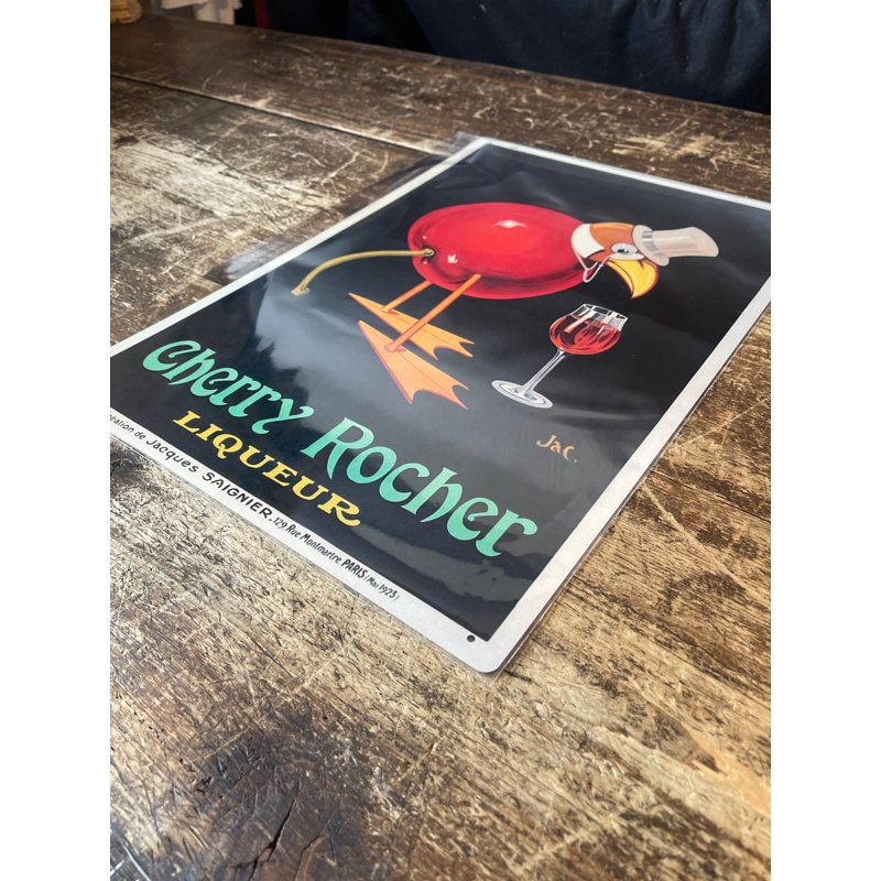 Cherry Rocher Liqueur Drink - No Frame Print on Metal, 60cm H x 40cm W