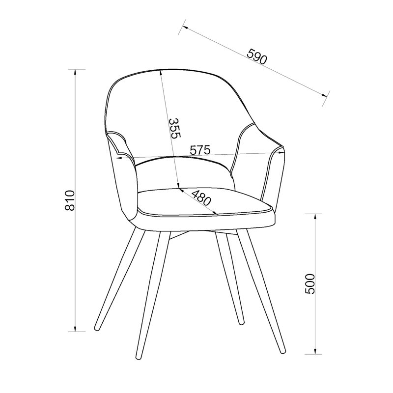 Alcanza STERLING UPHOLSTERED DINING CHAIR - FAUX LEATHER - BLACK SAND POWDER COATED LEGS (PAIR), Grey