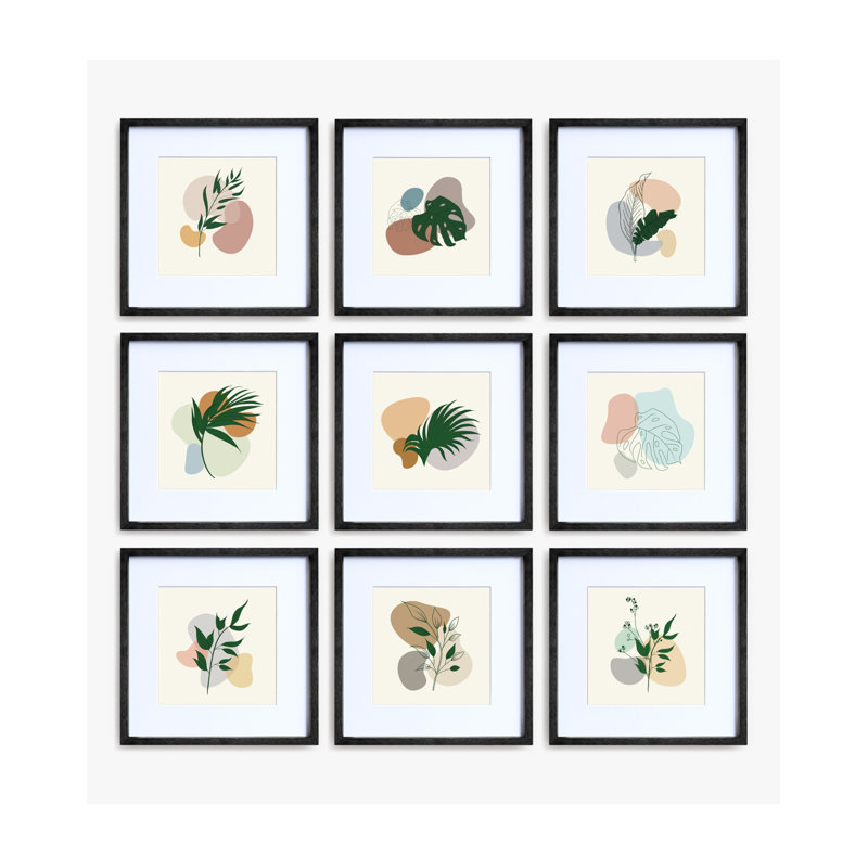 Naylan Black None Picture Frame - Set of 9 with Mat