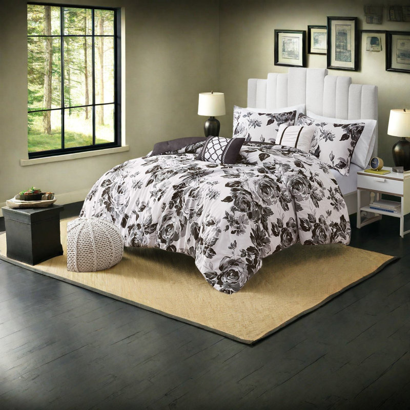 Elegant Floral Bedding Sets, Soft Polyester, Transitional Bedroom Decor