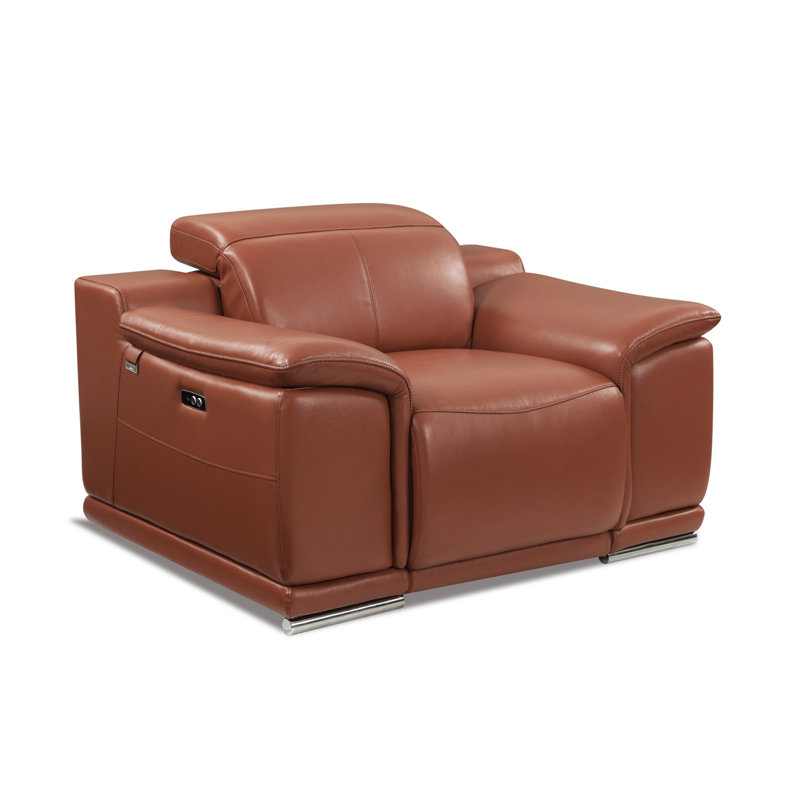 Fauteuil inclinable électrique en cuir italien véritable, Chameau