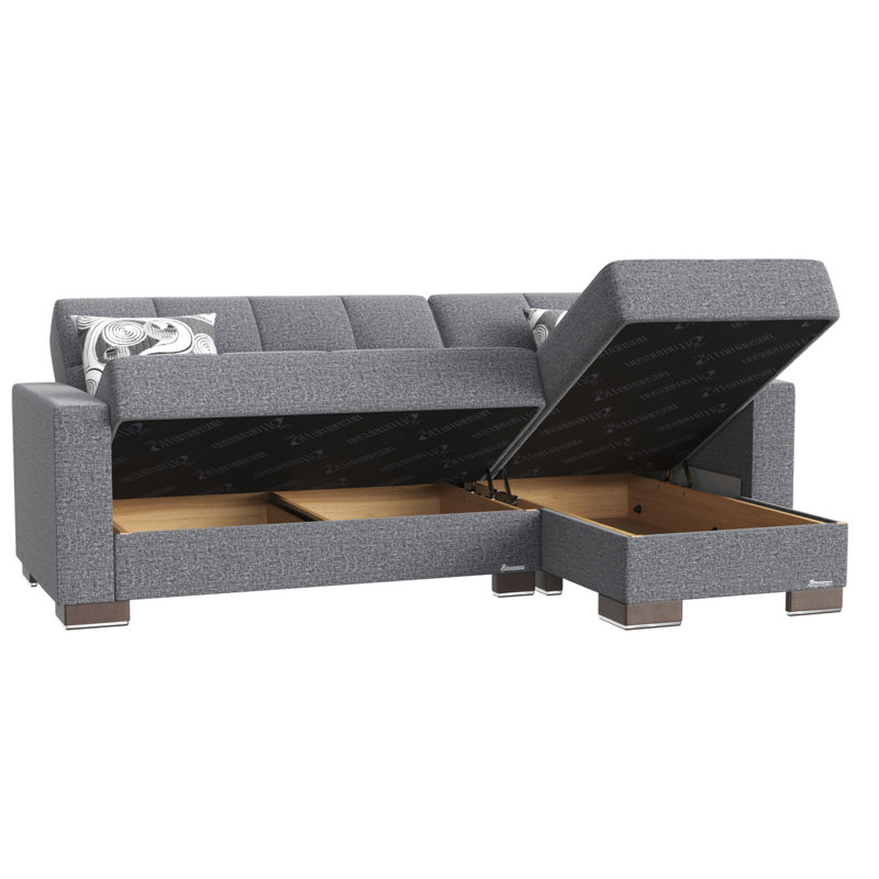 Chaise longue convertible avec rangement Primenest Nimbusflow, Gris