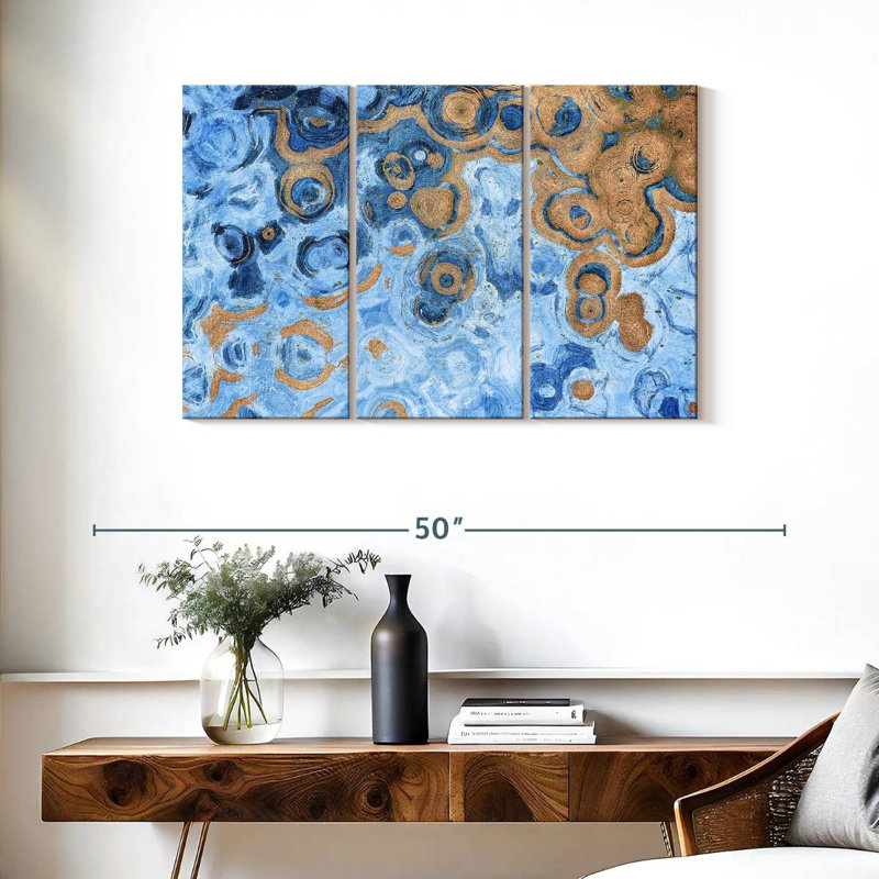 Avery abstrait mer bleue, H 24 po x l 38 po