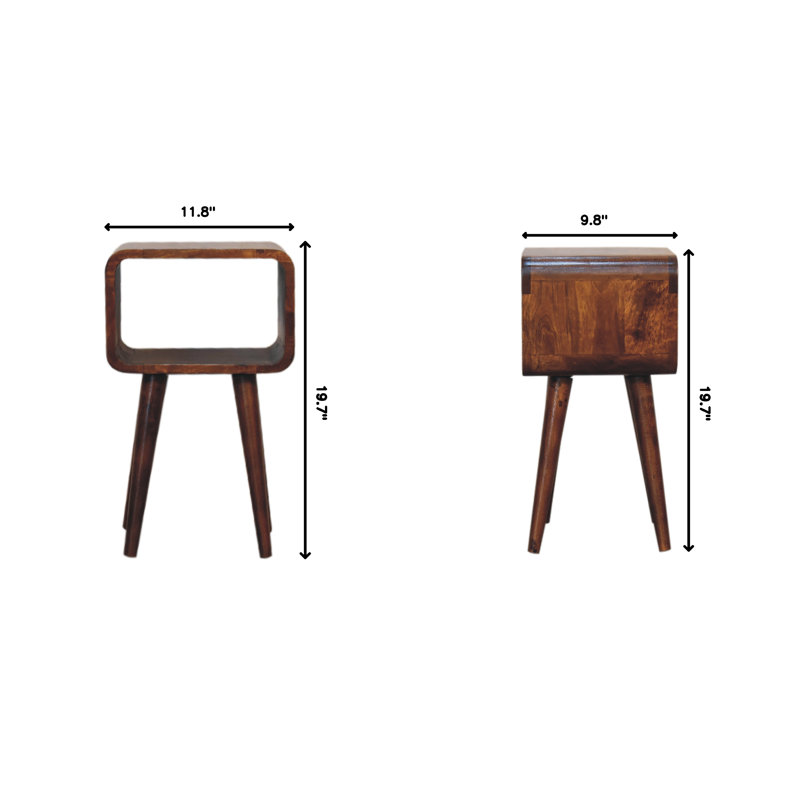 11.8'' W Solid Wood Nightstand, Oak