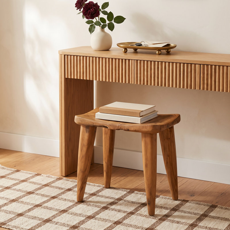 Marnier Solid Wood Accent Stool, Natural