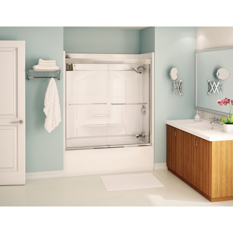 Aura 55-59 x 57 in. 6 mm Sliding Tub Door for Alcove Installation with Clear glass in Chrome, Chrome