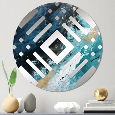 Miroir décoratif blanc et bleu