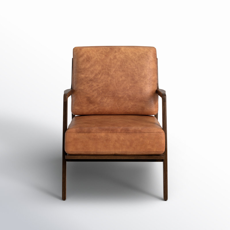 Verity Genuine Italian Leather Lounge Chair, Cognac Tan Genuine Leather