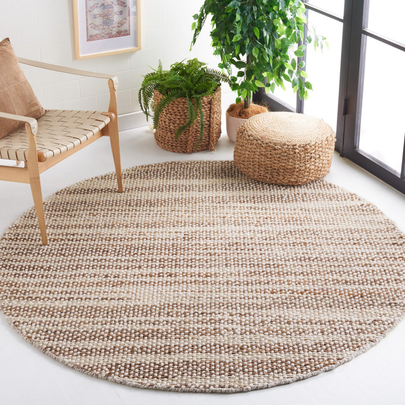 Charvik Handmade Area Rug in Natural/Beige, Round 6'