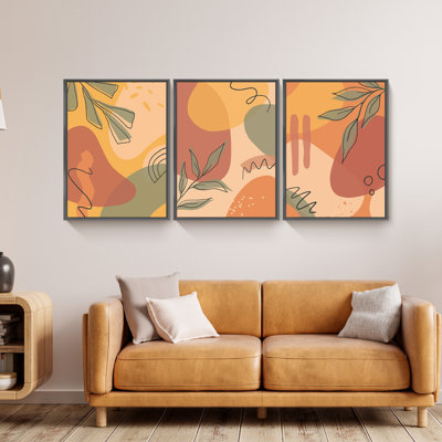 " Framed Abstract Modern Wall Art " 3 - Pieces