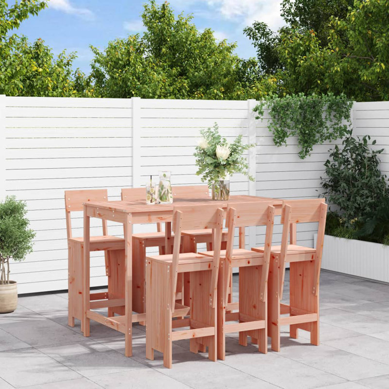 Ayron Brayden Studio Bar Set with Wood Frame and Solid Wood Outer Material, Pink