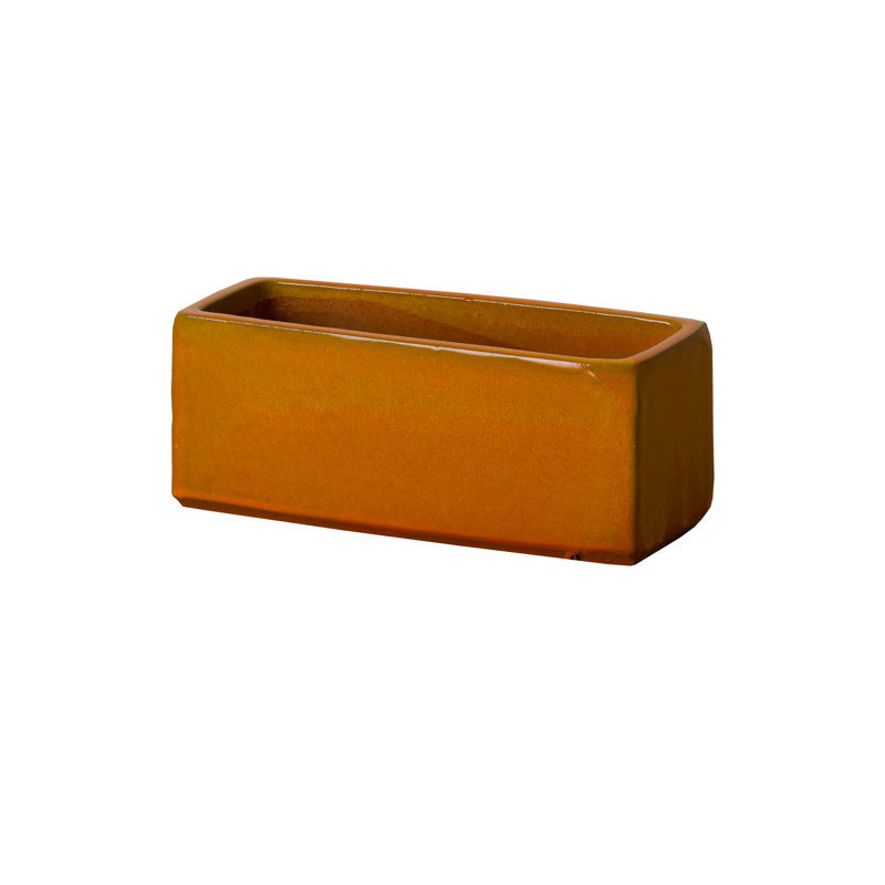 Handmade Ceramic Planter, Orange, 6" H x 15" W x 6" D