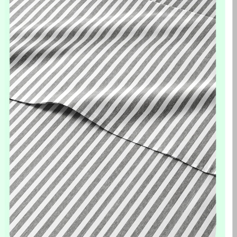 CoolBreeze Comfort 3-Piece Sheet Set - Hotel Luxury Twin Size Sheets. Breathable, Soft, Wrinkle-Free Grey Stripes with Deep Pockets. Oeko-Tex Certified.