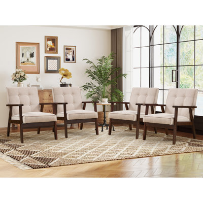 Fauteuil d'appoint rembourré capitonné rétro avec pieds en bois massif 25 po Chesterle