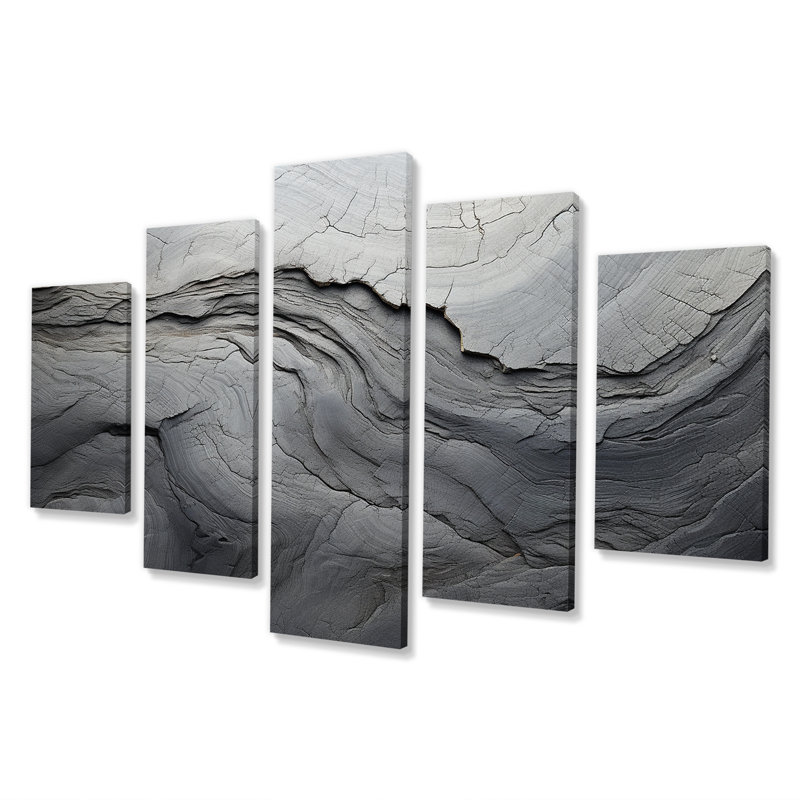 «Gray and White Stone River III - Abstract Multipanel Wall Art Decor