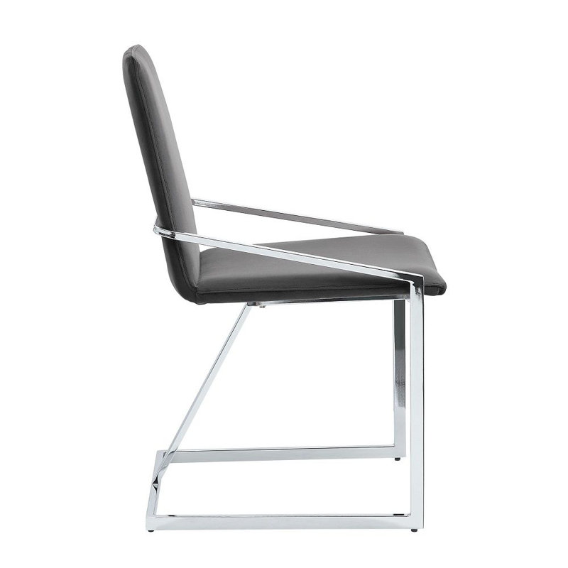 Chaise d'appoint (lot de 2), velours gris et finition chromée