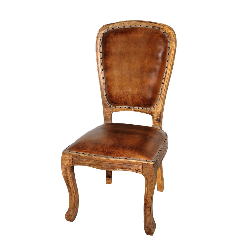 Chaise d'appoint en cuir brun Dhiaan