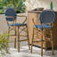 Ensemble de 2 tabourets de bar d'extérieur en osier et aluminium 29,5 po, finition bambou