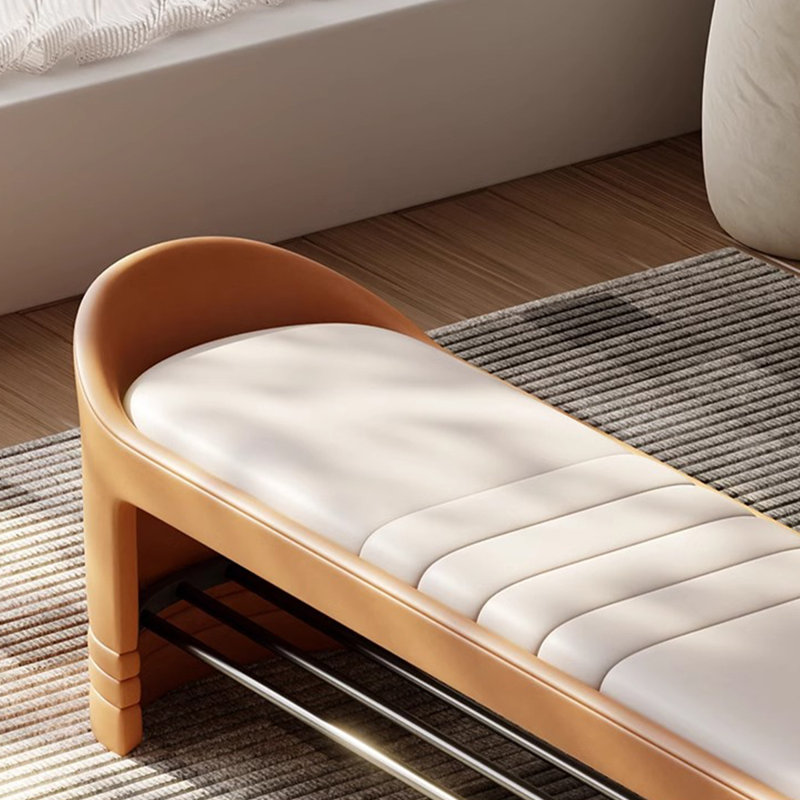 Banc de rangement rembourré pour chaussures, Beige / orange
