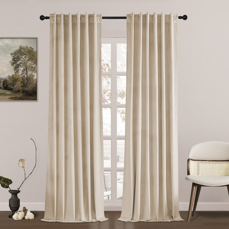 Aikens Blackout Rod Pocket and Back Tab Curtain Panel, Beige, 52" W x 84" L