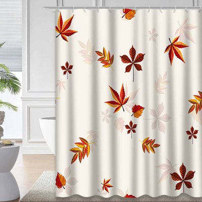 Autumn Leaves Abstract Autumnal Border Shower Curtain with 12 Hooks