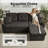 Reversible Sectional Sofa Couch, Sleeper Sofa Bed With Storage Chaise Pull Out Couch For Living Room | USB Charge | Cup Holder | Removable Backrest |Teddy Fabric-1126947047
