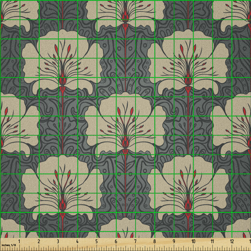 Daviti Romantic Poppy Flowers and Ornate Nature Multi-Purpose Fabric