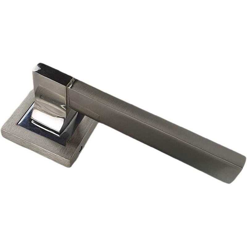  5 Sets 723SSK Aztec Lever Door Handles on Square Rose in Duo Finish with Ball Bearing Hinges & 64mm Tubular Latch