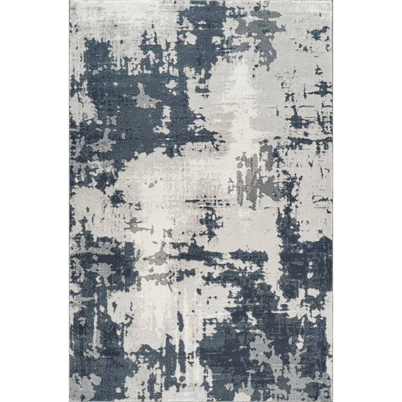 Blair Blue & Gray Abstract High-Low Modern Rug, 8'9" x 11'10", Blue/Gray