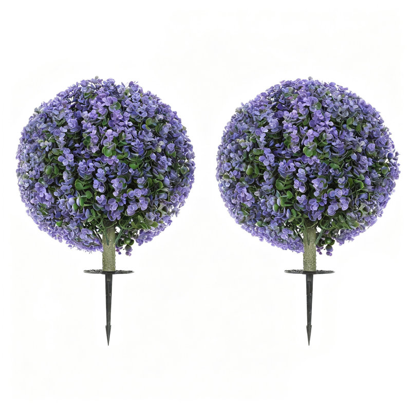 Faux verdure résistante aux rayons UV, paquet de 2 topiaire boule d'eucalyptus artificiel