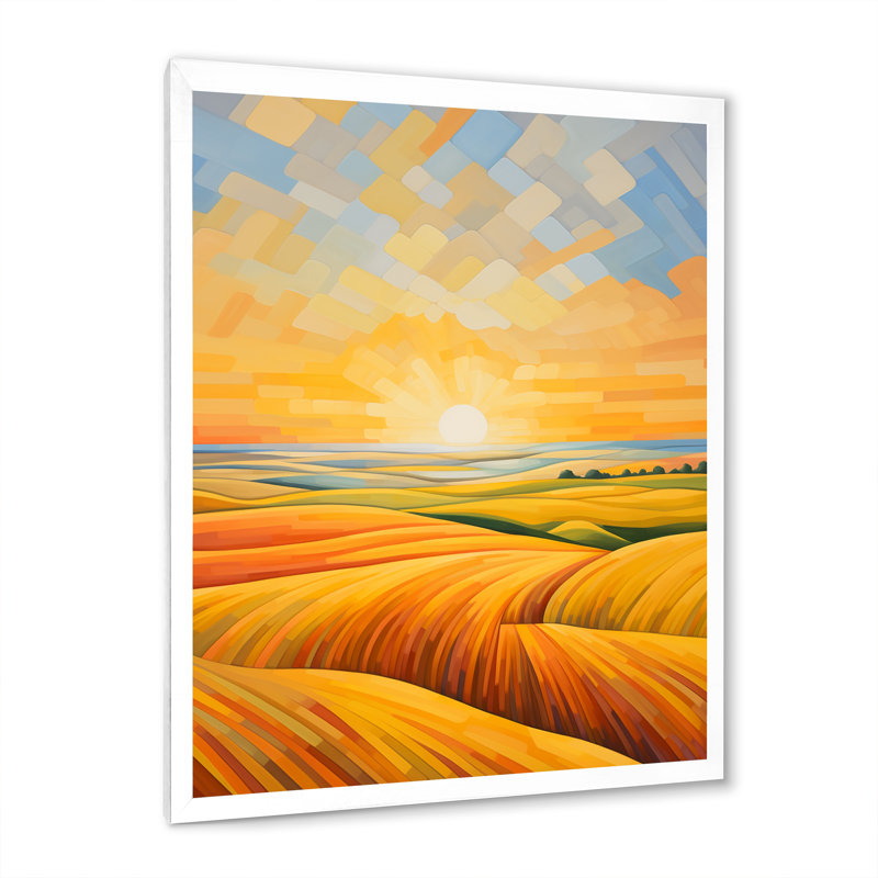 Prayies Sunrise Melody sur toile, Cadre photo blanc, H 32 po x l 24 po x P 1 po