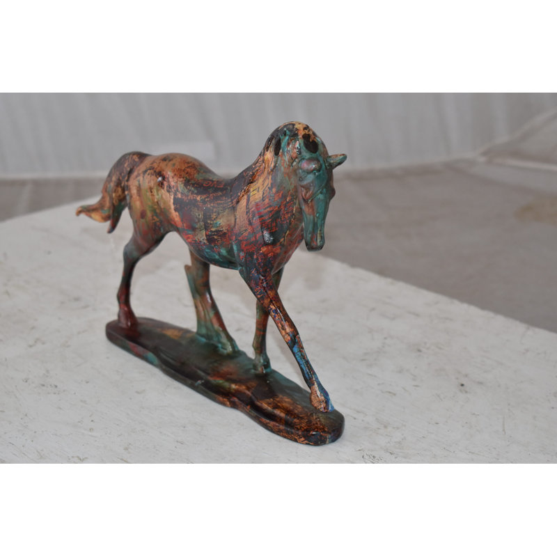 Small Varicolored Roaming Horse Resin Statue Size: 13" x 3" x 8"H