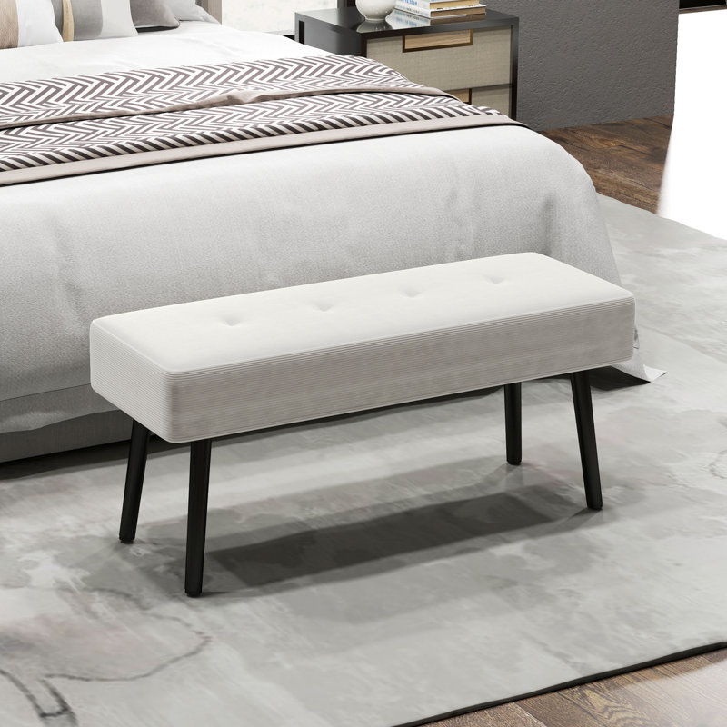 Doyline Polyester Upholstered Bench, Cream