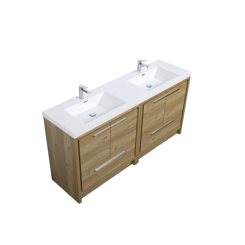 Coddy 71'' Double Bathroom Vanity with Poly Marble Top