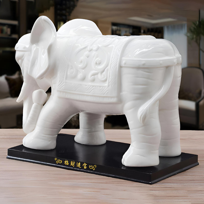 Statue d'éléphant en céramique pour la bonne fortune