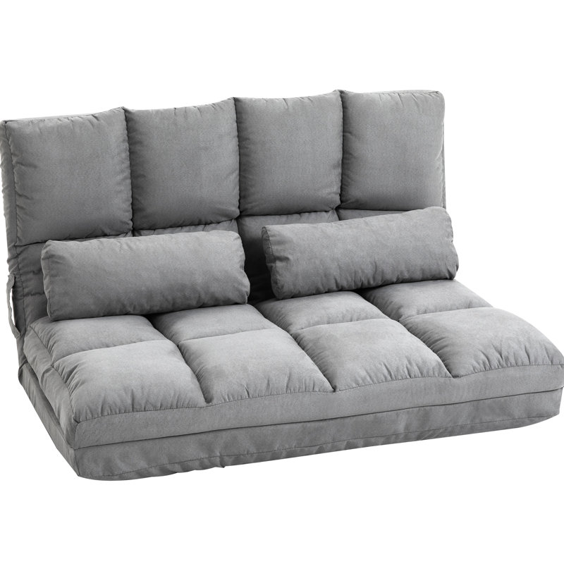 Canapé pliant, dossier et appui-tête réglables avec 2 coussins, gris, peu encombrant, chaise de lit pliable à support solide, fabrication