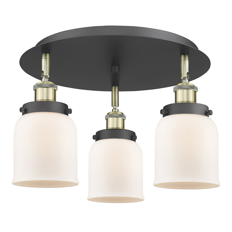 Bejtullah Glass Flush Mount, Matte White, Black Antique Brass
